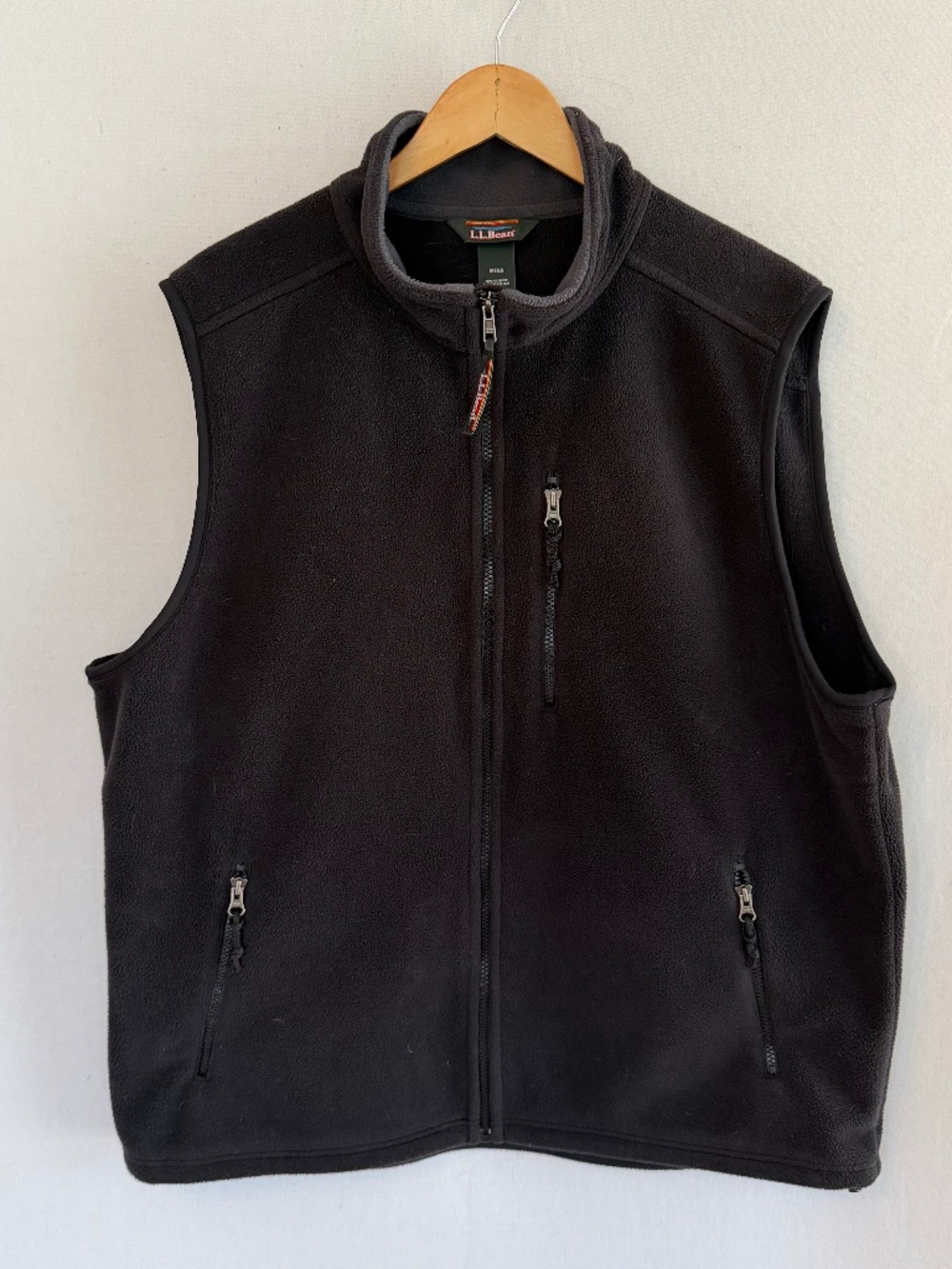 L.L. BEAN Mens’ XL Tall Black Fleece Full Zip Vest